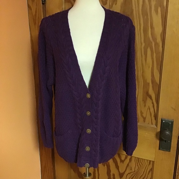 Vintage 90s purple oversized cardigan - Picture 7 of 11